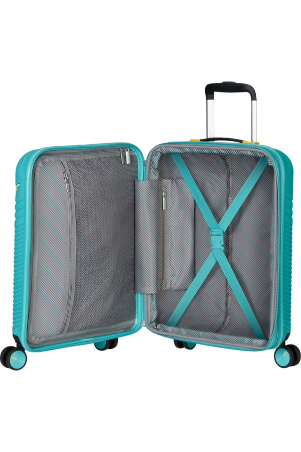 American Tourister Triple Trace Spinner TSA Expandable 55cm  Turquoise/Yellow American Tourister Triple Trace Spinner TSA Expandable 55cm  Turquoise/Yellow