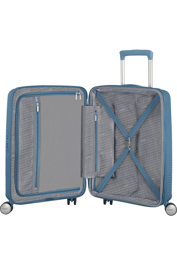 American Tourister Soundbox Spinner Expandable 55cm  Stone Blue American Tourister Soundbox Spinner Expandable 55cm  Stone Blue