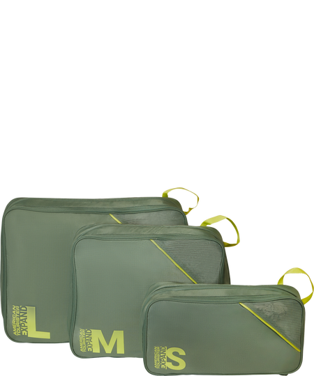 Packing Cubes Set med 3 packkuber | American Tourister American Tourist. Ta Packing Cubes S/M/L  Olive/Lime