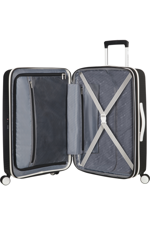 American Tourister Soundbox Spinner TSA Expandable 67cm  Black/White American Tourister Soundbox Spinner TSA Expandable 67cm  Black/White