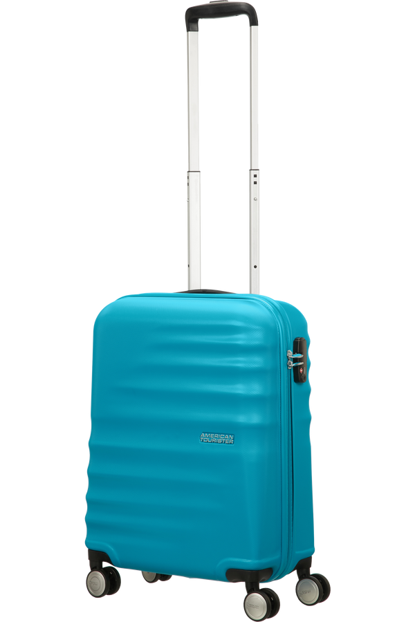 American Tourister Wavebreaker 4-wheel cabin baggage Spinner suitcase 55x40x20cm Summer Sky