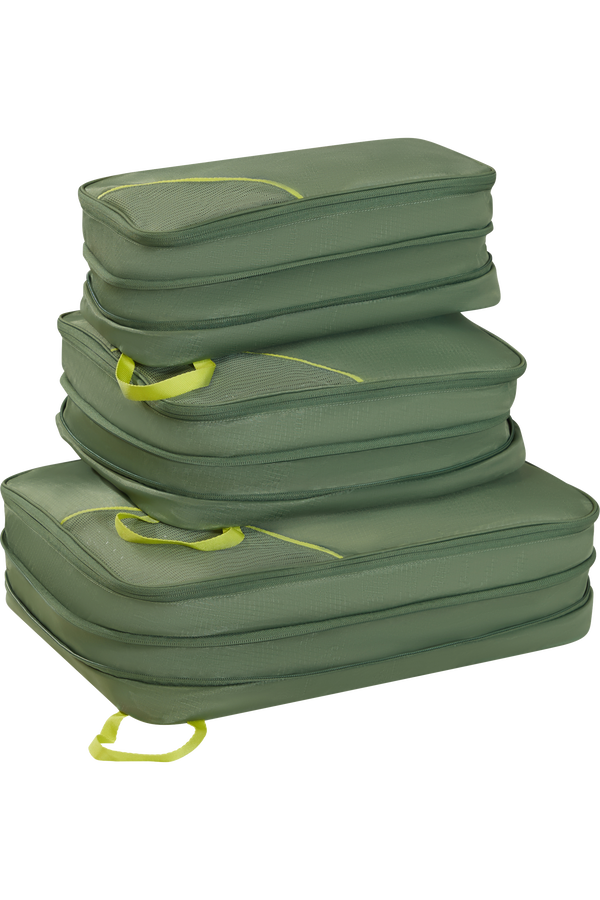 Packing Cubes Set med 3 packkuber | American Tourister American Tourist. Ta Packing Cubes S/M/L  Olive/Lime
